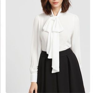 White Secretary Bow Blouse 